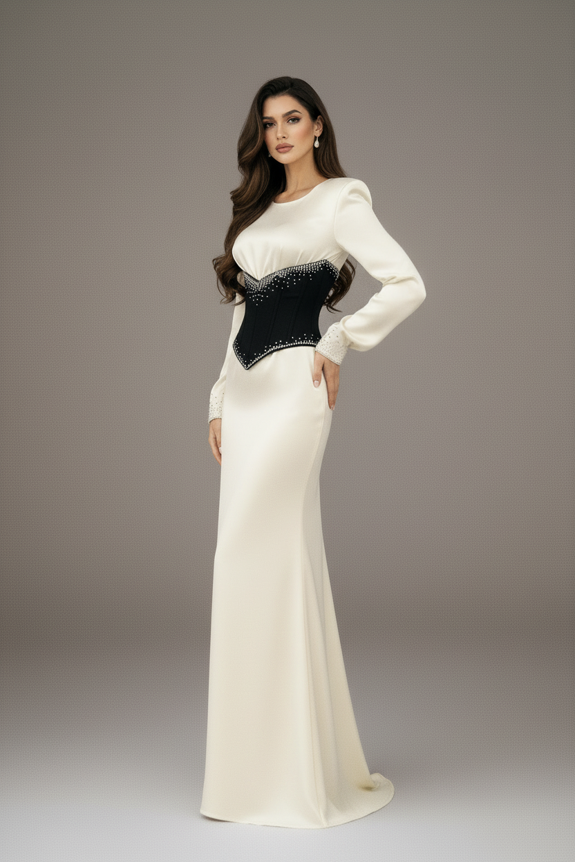 Shine white pearl dress